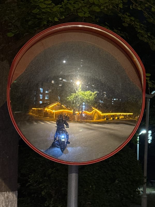 Night scooter ride documented in Zhongtun, China