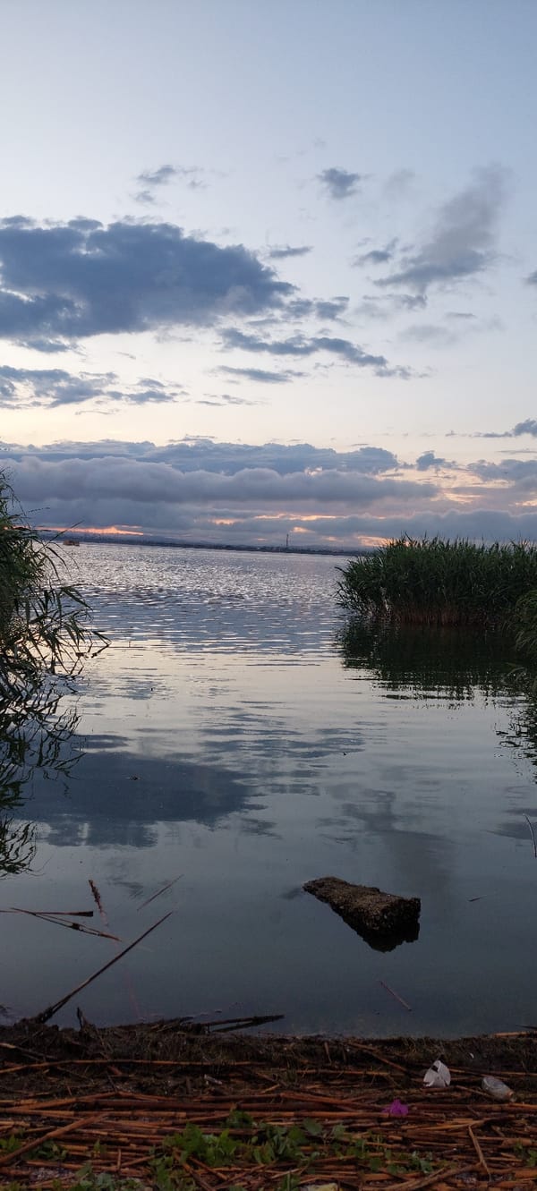 Peaceful twilight waterscape observed in Burgas, Bulgaria