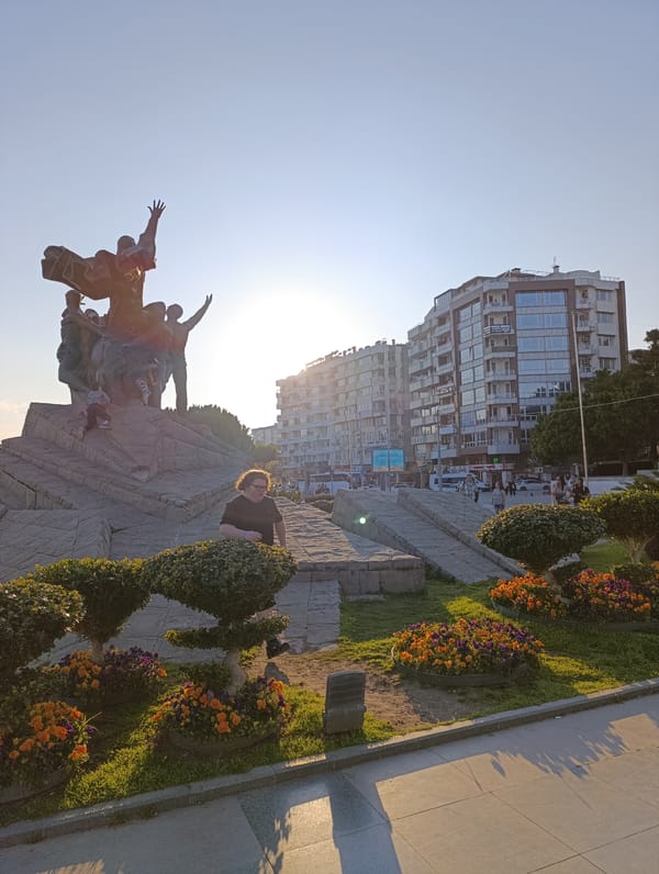 Tourist explores Antalya's historic waterfront and Mediterranean harbor district