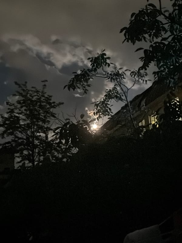 Moonlit night scene observed in Plovdiv, Bulgaria