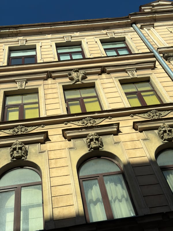 Building facade and street art documented in Riga