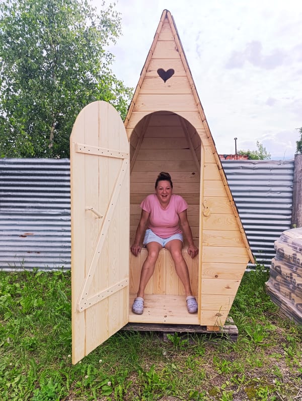 Weekend yard work, mushroom foraging, and a new outhouse