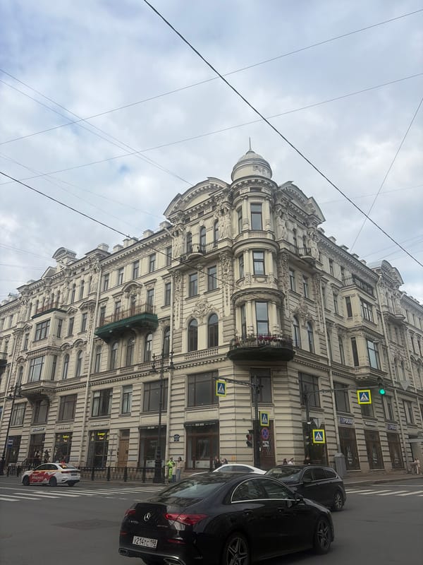 Overcast afternoon on the streets of central Saint Petersburg
