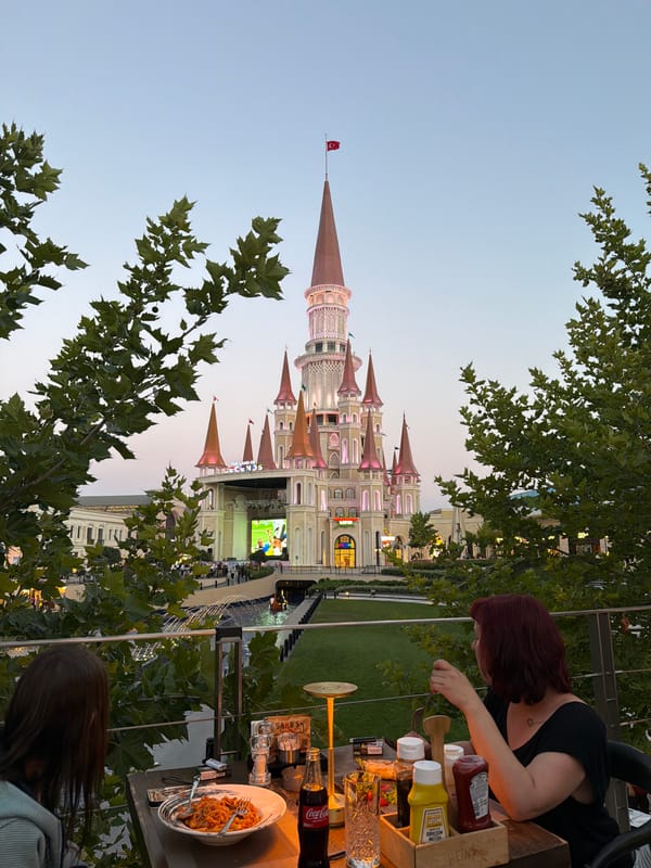 Dining at The Land of Legends theme park, Serik