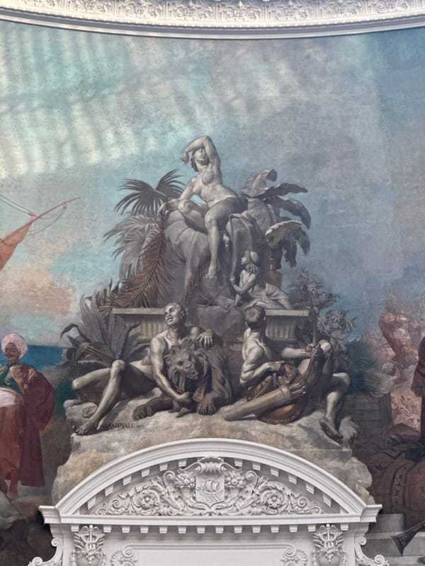 Tourists explore Paris's Bourse de Commerce museum dome