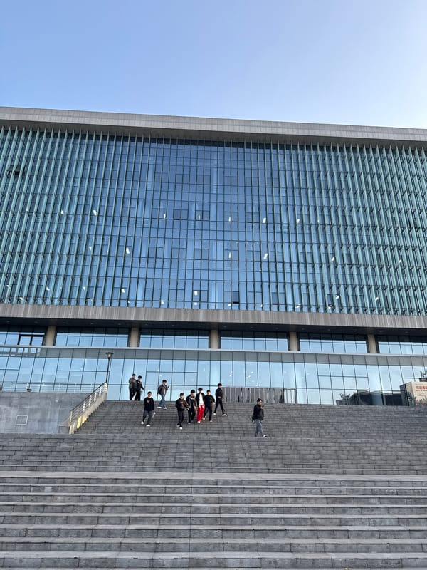 Morning street life documented around modern Jiangjin buildings