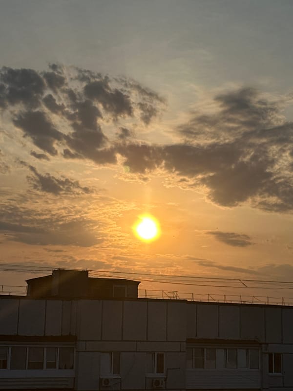 Sunset observed in urban Chaikovsky, Russia