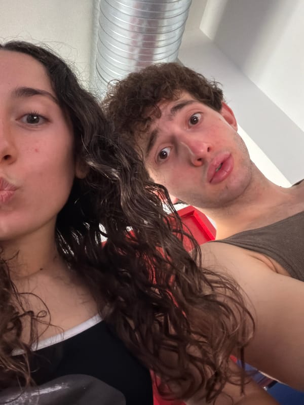 Two people take selfie in Milan morning