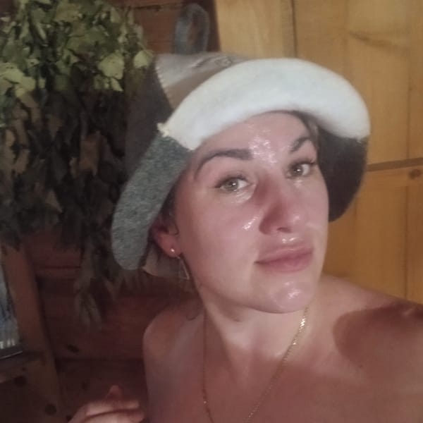 Sauna selfie and outdoor portraits captured same afternoon