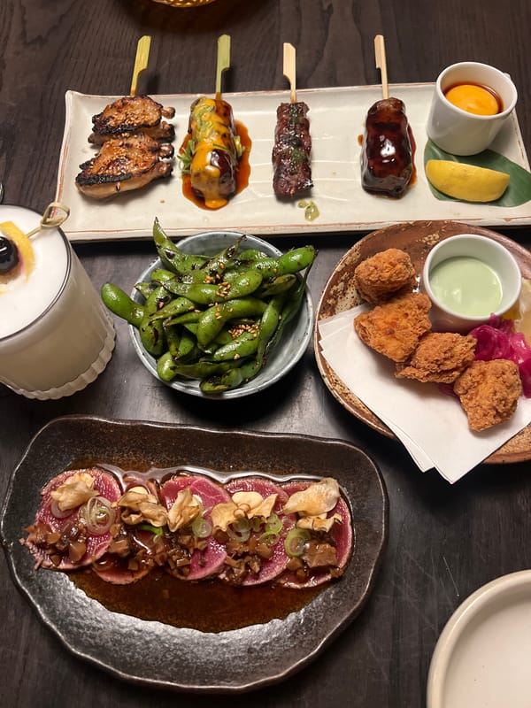 Evening dining and sightseeing documented around London's Battersea Power Station