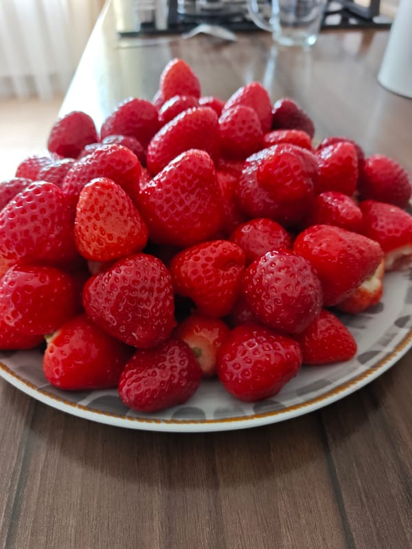 Fresh strawberries up close in Kaliningrad
