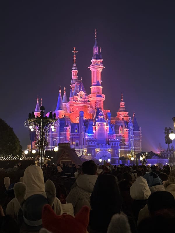Fireworks light show illuminates Shanghai Disneyland castle at night