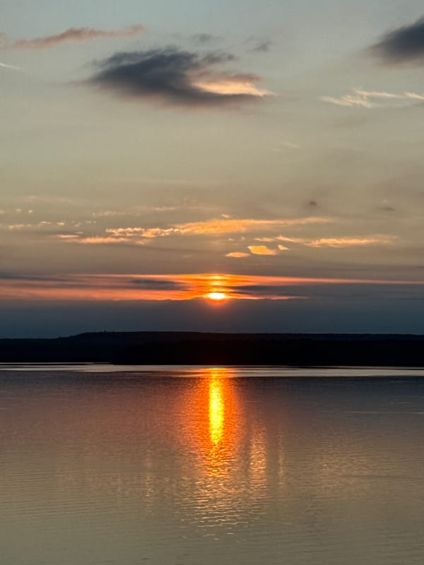 Sunset over Votkinsk's waterfront, early evening