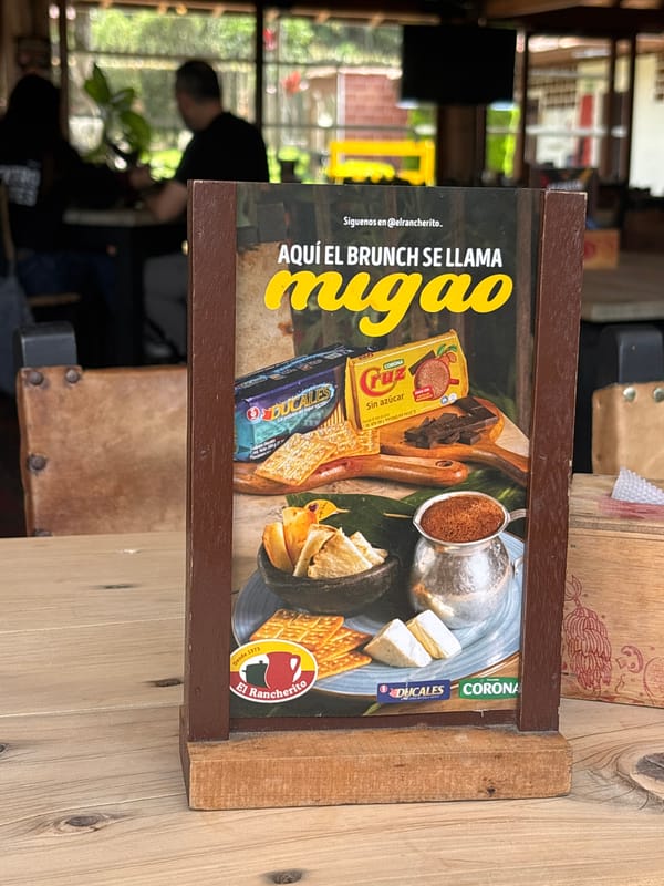 Restaurant promotional sign spotted in Guarne, Colombia