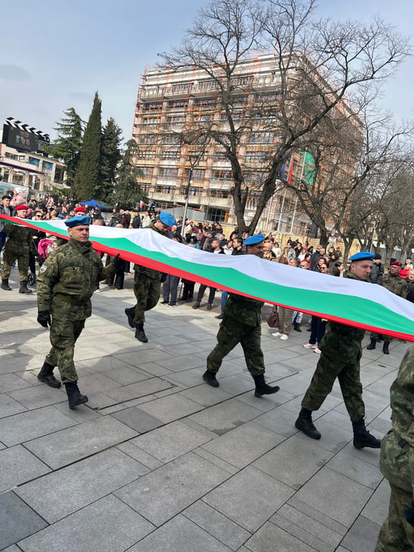 Military procession with Bulgarian flag held in Stara Zagora
