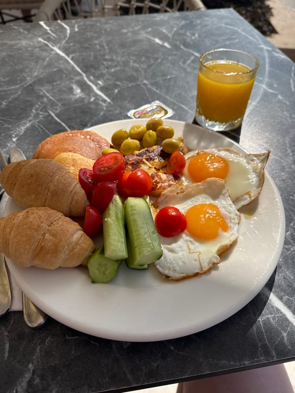 Traditional Turkish breakfast served outdoors in Kemer