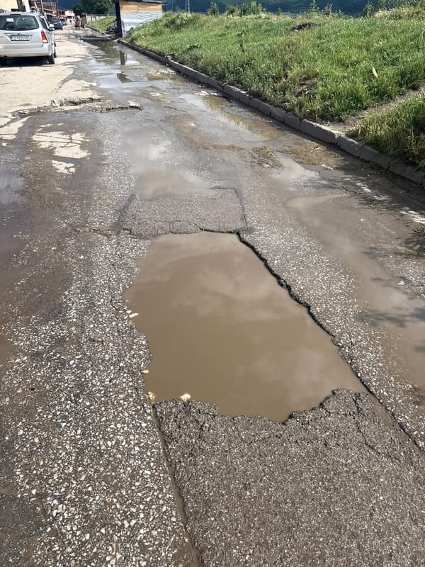 Mixed everyday scenes captured including damaged roads and personal items