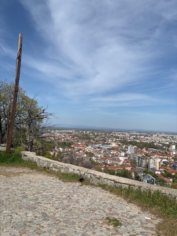 Casual spring afternoon documented across Plovdiv's scenic overlooks