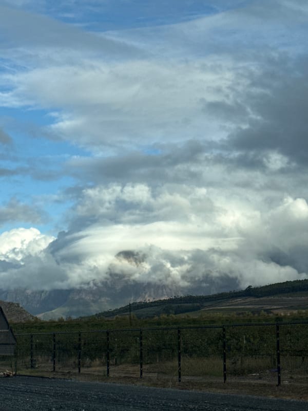 Rural landscape with dynamic sky observed in Drakenstein Nu