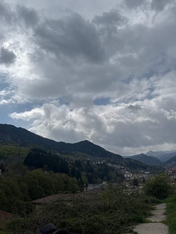 Cloudy day documented across mountain town of Smolyan, Bulgaria