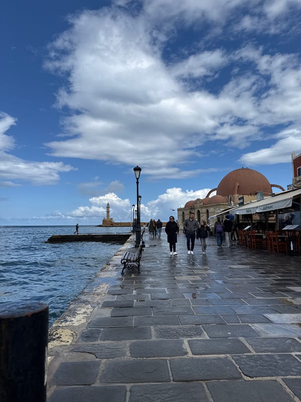Morning Harbor Walk Documented in Historic Chania, Greece