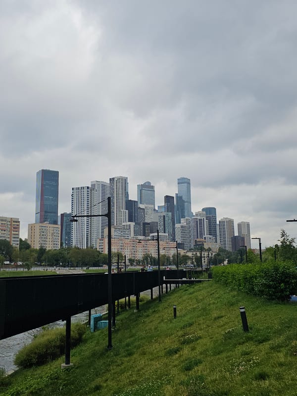 Midday scenes around Moscow City's business district