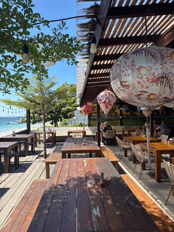 Early morning dining captured at Nusa Penida seaside restaurant