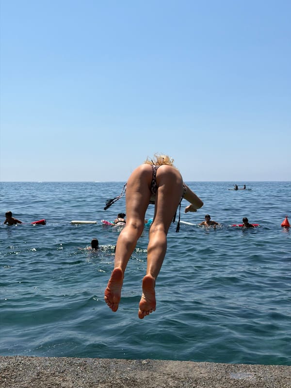 A summer morning in the water at Budva's seafront