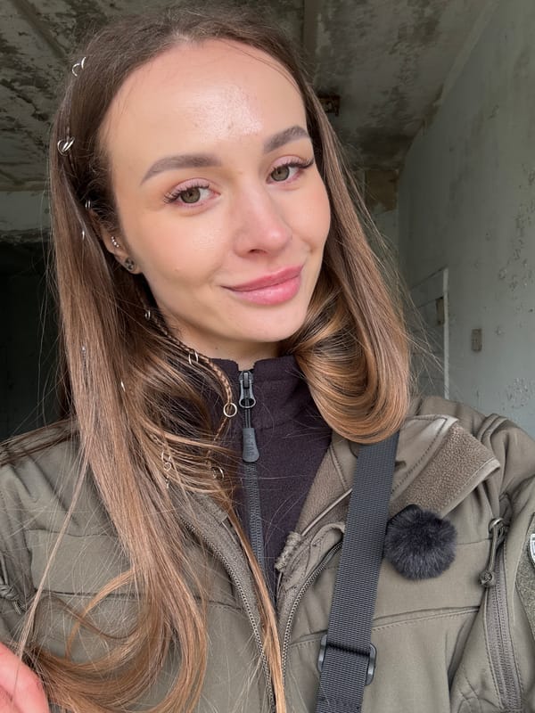 Woman explores abandoned buildings in Prypiat, Ukraine