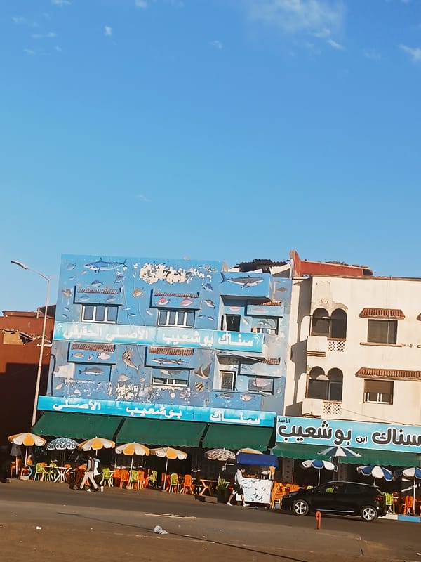 Afternoon coastal life documented in Salé, Morocco promenade