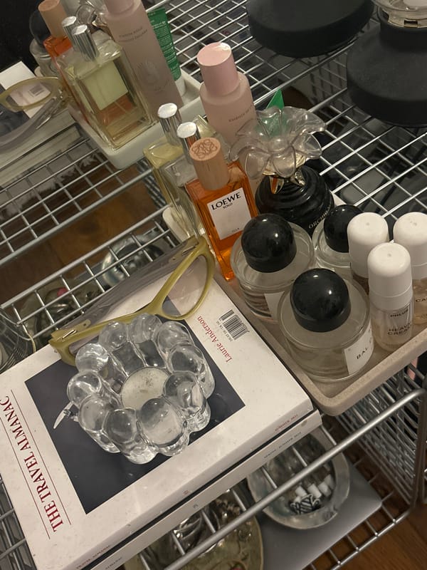 London resident documents home interior arrangements with flowers, perfumes