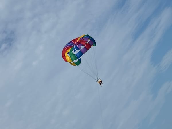 Tandem parasailing over the Bulgarian Black Sea coast