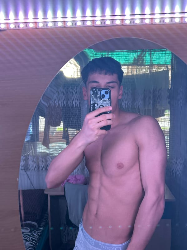 Man takes mirror selfies at home in Bulgaria