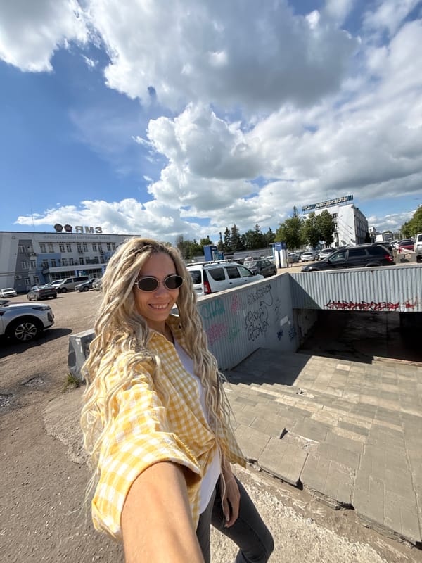 Woman Takes Selfie in Yellow Checkered Shirt
