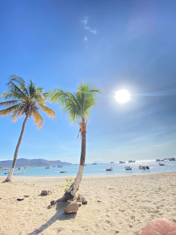 Tropical beach scenes documented in Juan Griego, Venezuela