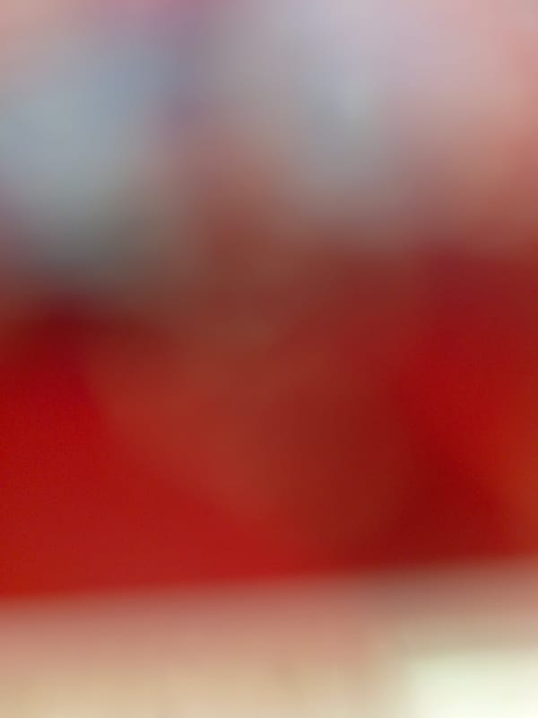 Blurred images show red tones, light source, plaid fabric