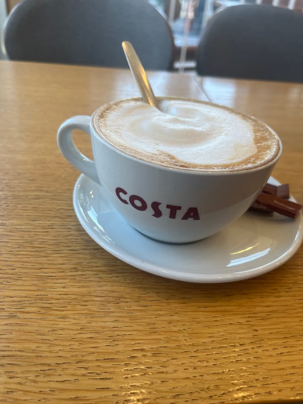 Costa coffee break captured in Sofia, Bulgaria