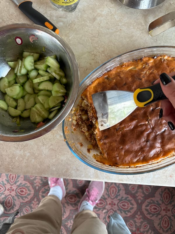 Everyday moments captured: cooking, storage, and spring garden blooms