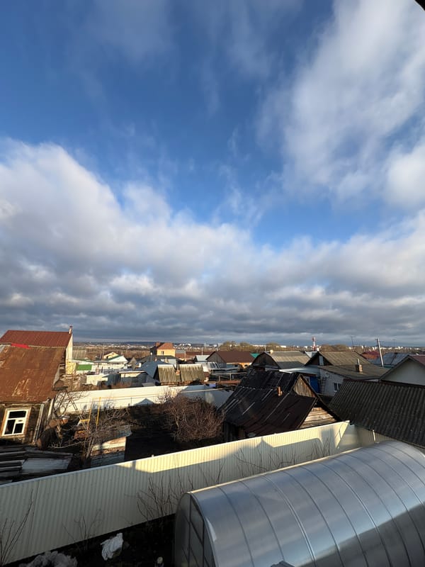 Early morning aerial views captured over Ulyanovsk residential district