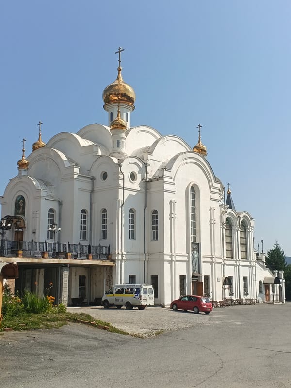 Orthodox churches, stone paths, and summer blooms in Zlatoust