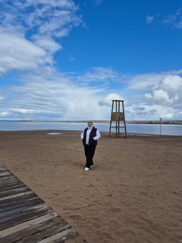 Morning beach visit documented in Chaikovsky, Russia