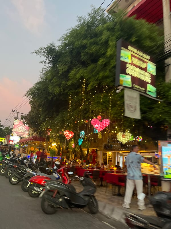 Ordinary street life documented in Pattaya's commercial district