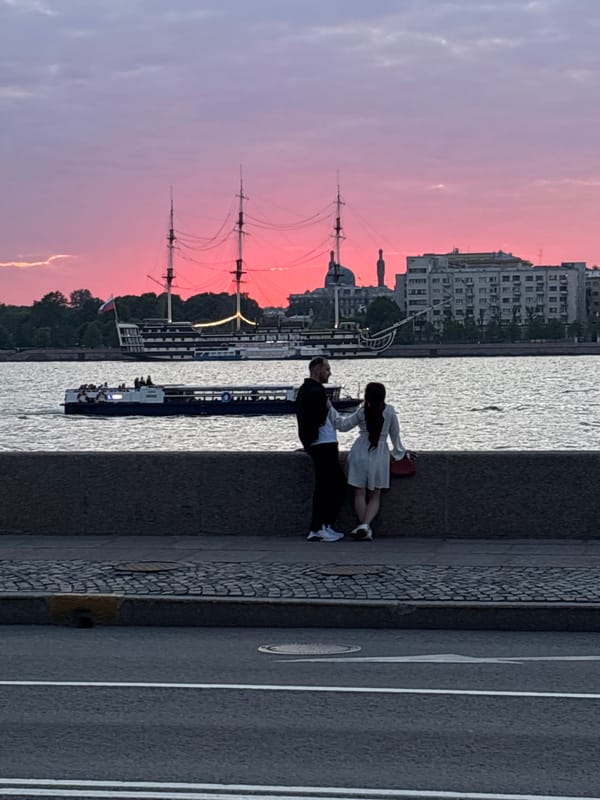 Evening twilight scenes documented across Saint Petersburg's historic districts