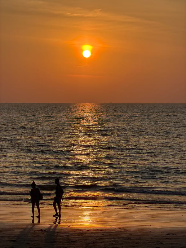 Sunset draws crowds to Kamala Beach, Thailand