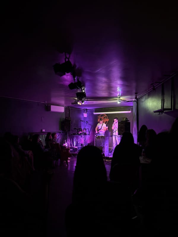 Live music performance with purple lighting observed in Rome venue