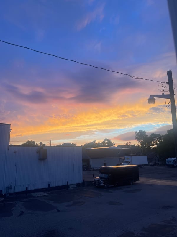 Fiery sunset over an industrial lot in Bluewater, Ontario