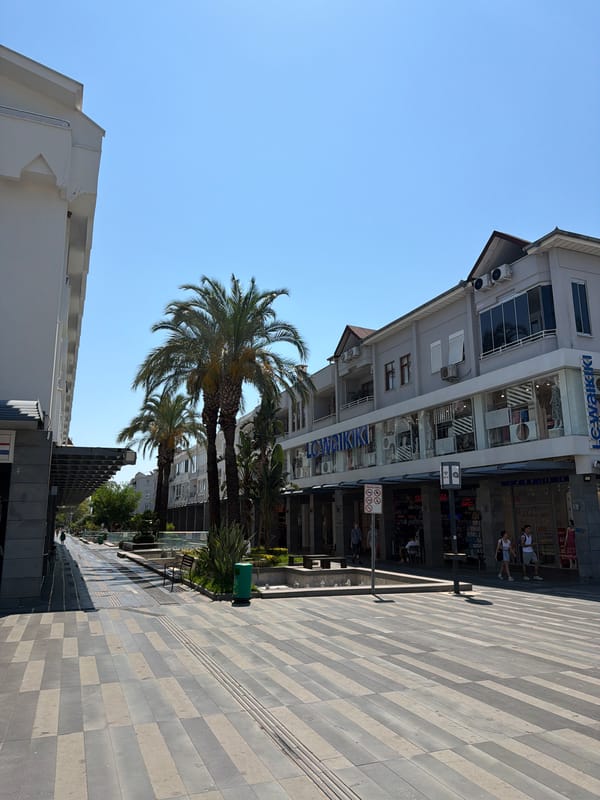 Kemer's tourist strip on a sunny July morning