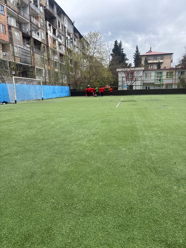 Youth soccer team gathers for morning practice in Tbilisi