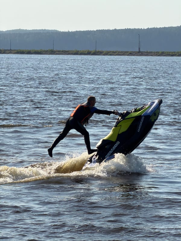Jet skiing and beers documented during sunny afternoon in Chaikovsky
