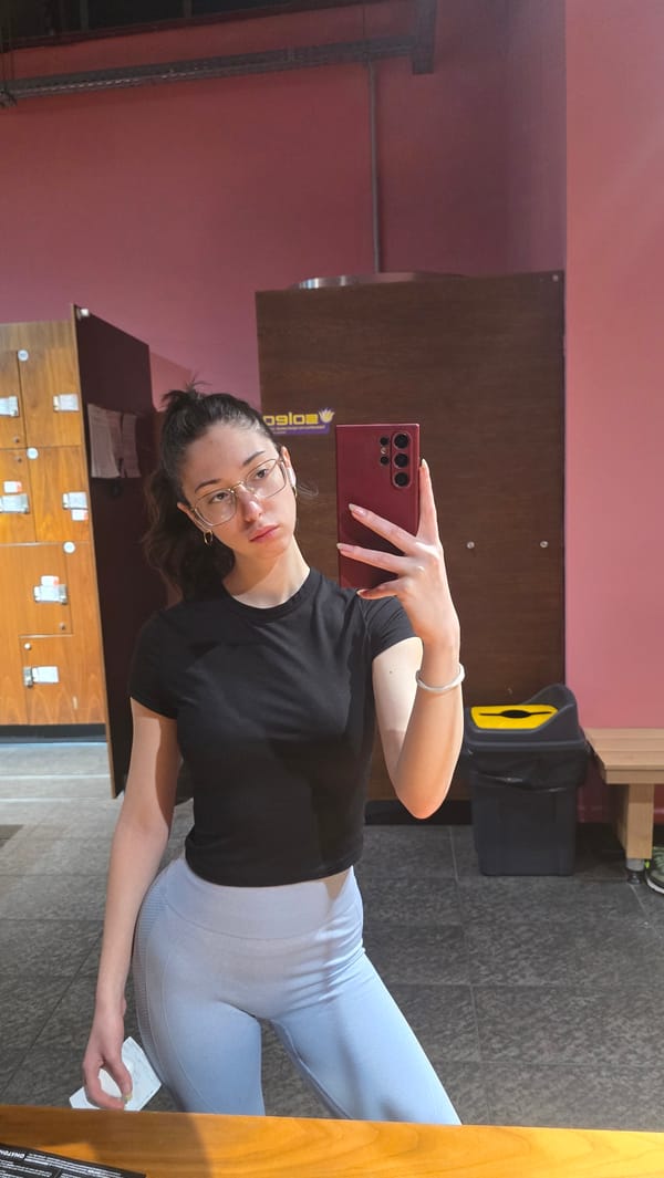 Woman takes morning selfies at gym, mall in Bulgaria